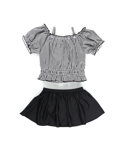 BRANSHES（ブランシェス）の「【水着 / SWIM】パフスリーブタンキニ（スイムグッズ・キッズ・ブルー/ブラック/ラベンダー・130/120/150/140/110/100/90）」の4枚目の写真