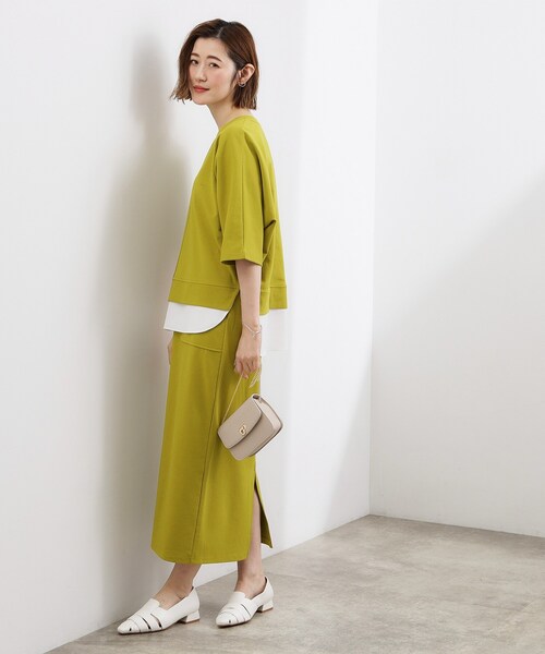 grove(グローブ)の「【時短コーデ】シルキーポンチレイヤード風セットアップ(セットアップ・レディース・ブラック/スモーキーグリーン系/グレー・01/02/03/04/05)」の3枚目の写真