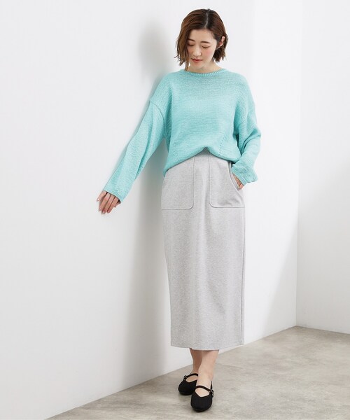 grove(グローブ)の「【時短コーデ】シルキーポンチレイヤード風セットアップ(セットアップ・レディース・ブラック/スモーキーグリーン系/グレー・01/02/03/04/05)」の7枚目の写真