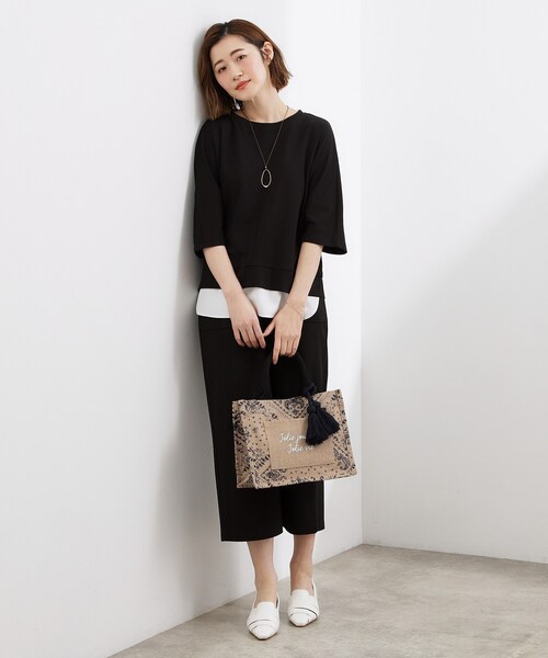 grove(グローブ)の「【時短コーデ】シルキーポンチレイヤード風セットアップ(セットアップ・レディース・ブラック/スモーキーグリーン系/グレー・01/02/03/04/05)」の9枚目の写真