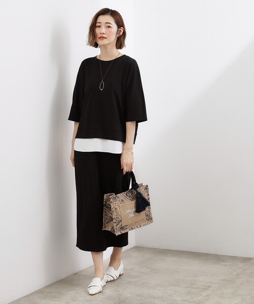 grove(グローブ)の「【時短コーデ】シルキーポンチレイヤード風セットアップ(セットアップ・レディース・ブラック/スモーキーグリーン系/グレー・01/02/03/04/05)」の10枚目の写真
