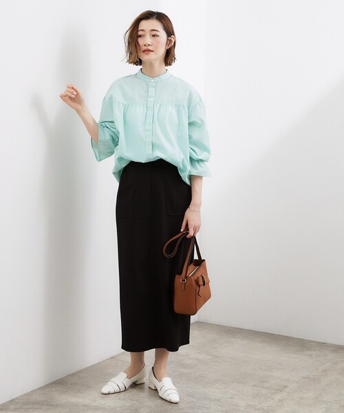 grove(グローブ)の「【時短コーデ】シルキーポンチレイヤード風セットアップ(セットアップ・レディース・ブラック/スモーキーグリーン系/グレー・01/02/03/04/05)」の12枚目の写真