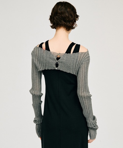 PRANK PROJECT（プランクプロジェクト）の「【2026Summer Pre-Order】2WAYシアーリブボレロ / 2WAY Sheer Rib Bolero（カーディガン/ボレロ・レディース・ボルドー/グレー/ブラック・FREE）」の8枚目の写真