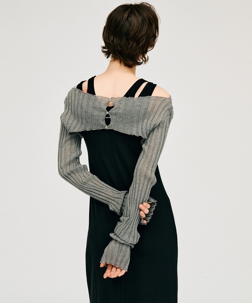 PRANK PROJECT（プランクプロジェクト）の「【2026Summer Pre-Order】2WAYシアーリブボレロ / 2WAY Sheer Rib Bolero（カーディガン/ボレロ・レディース・ボルドー/グレー/ブラック・FREE）」の9枚目の写真