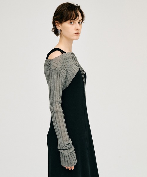 PRANK PROJECT（プランクプロジェクト）の「【2026Summer Pre-Order】2WAYシアーリブボレロ / 2WAY Sheer Rib Bolero（カーディガン/ボレロ・レディース・ボルドー/グレー/ブラック・FREE）」の10枚目の写真