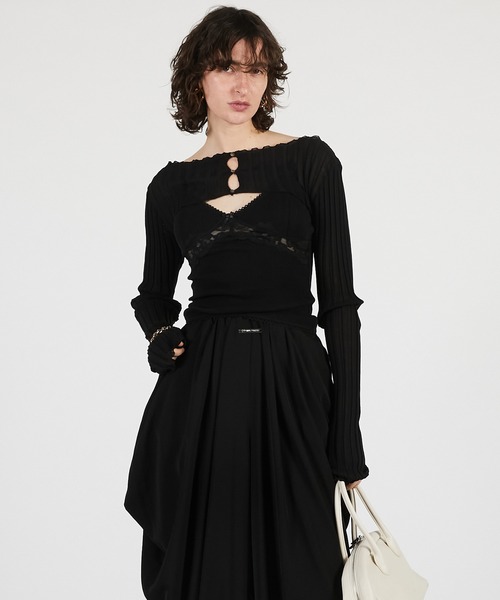 PRANK PROJECT（プランクプロジェクト）の「【2026Summer Pre-Order】2WAYシアーリブボレロ / 2WAY Sheer Rib Bolero（カーディガン/ボレロ・レディース・ボルドー/グレー/ブラック・FREE）」の11枚目の写真