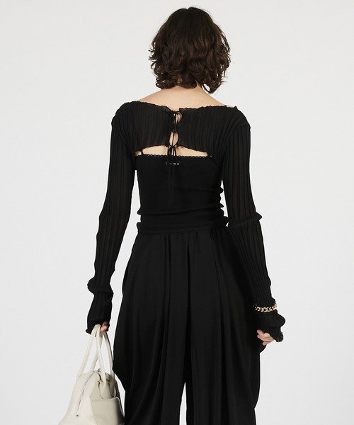 PRANK PROJECT（プランクプロジェクト）の「【2026Summer Pre-Order】2WAYシアーリブボレロ / 2WAY Sheer Rib Bolero（カーディガン/ボレロ・レディース・ボルドー/グレー/ブラック・FREE）」の13枚目の写真