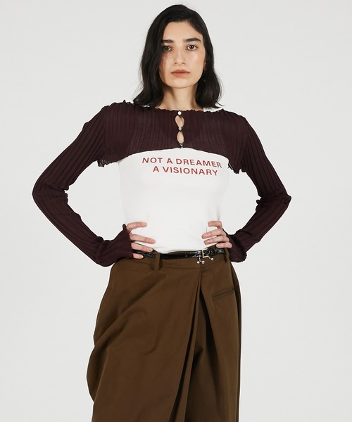 PRANK PROJECT（プランクプロジェクト）の「【2026Summer Pre-Order】2WAYシアーリブボレロ / 2WAY Sheer Rib Bolero（カーディガン/ボレロ・レディース・ボルドー/グレー/ブラック・FREE）」の15枚目の写真