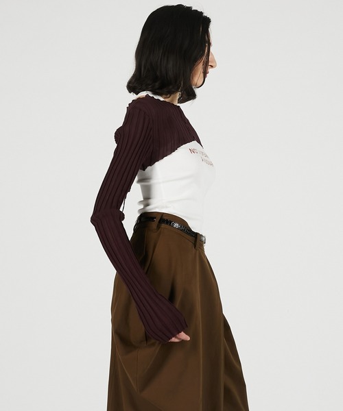 PRANK PROJECT（プランクプロジェクト）の「【2026Summer Pre-Order】2WAYシアーリブボレロ / 2WAY Sheer Rib Bolero（カーディガン/ボレロ・レディース・ボルドー/グレー/ブラック・FREE）」の18枚目の写真