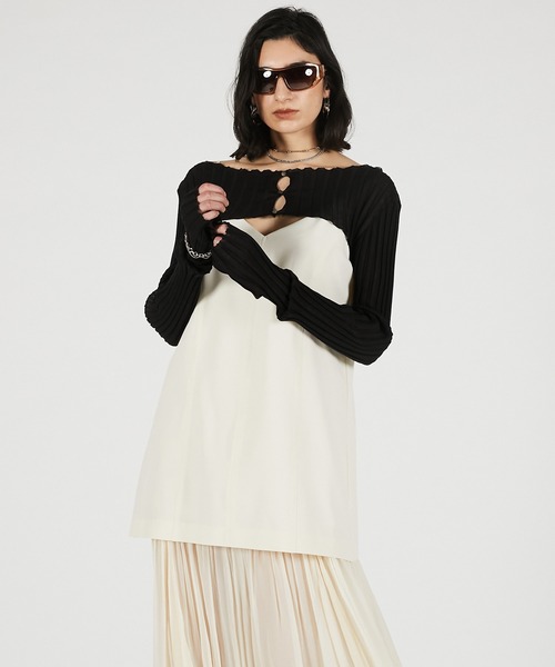 PRANK PROJECT（プランクプロジェクト）の「【2026Summer Pre-Order】2WAYシアーリブボレロ / 2WAY Sheer Rib Bolero（カーディガン/ボレロ・レディース・ボルドー/グレー/ブラック・FREE）」の19枚目の写真