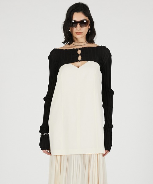 PRANK PROJECT（プランクプロジェクト）の「【2026Summer Pre-Order】2WAYシアーリブボレロ / 2WAY Sheer Rib Bolero（カーディガン/ボレロ・レディース・ボルドー/グレー/ブラック・FREE）」の20枚目の写真