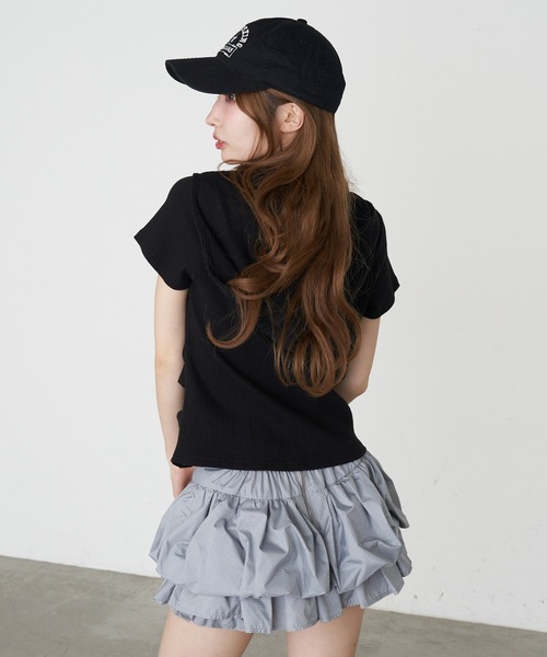 RAY CASSIN（レイカズン）の「デザイン切り替えフードヘンリーネック半袖Tシャツ（Tシャツ/カットソー・レディース・キナリ/グレー/ブラック/アイボリー・FREE）」の16枚目の写真