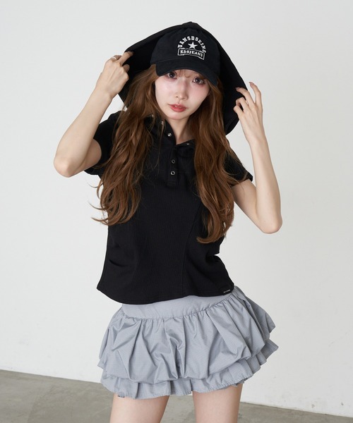 RAY CASSIN（レイカズン）の「デザイン切り替えフードヘンリーネック半袖Tシャツ（Tシャツ/カットソー・レディース・キナリ/グレー/ブラック/アイボリー・FREE）」の20枚目の写真