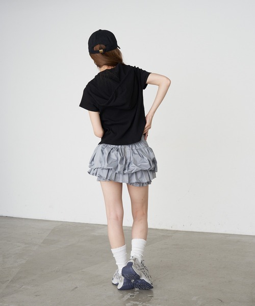 RAY CASSIN（レイカズン）の「デザイン切り替えフードヘンリーネック半袖Tシャツ（Tシャツ/カットソー・レディース・キナリ/グレー/ブラック/アイボリー・FREE）」の18枚目の写真