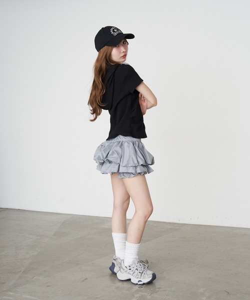 RAY CASSIN（レイカズン）の「デザイン切り替えフードヘンリーネック半袖Tシャツ（Tシャツ/カットソー・レディース・キナリ/グレー/ブラック/アイボリー・FREE）」の19枚目の写真