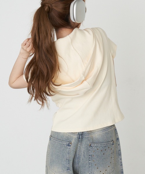RAY CASSIN(レイカズン)の「デザイン切り替えフードヘンリーネック半袖Tシャツ(Tシャツ/カットソー・レディース・キナリ/グレー/ブラック/アイボリー・FREE)」の21枚目の写真