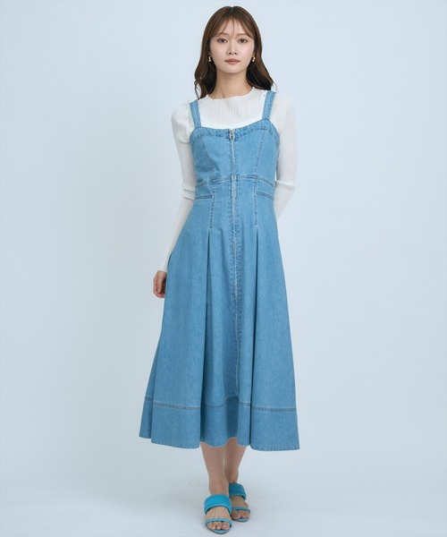 AND COUTURE（アンドクチュール）の「デニムジャンパースカート（ジャンパースカート・レディース・ネイビー/ブルー・FREE）」の11枚目の写真