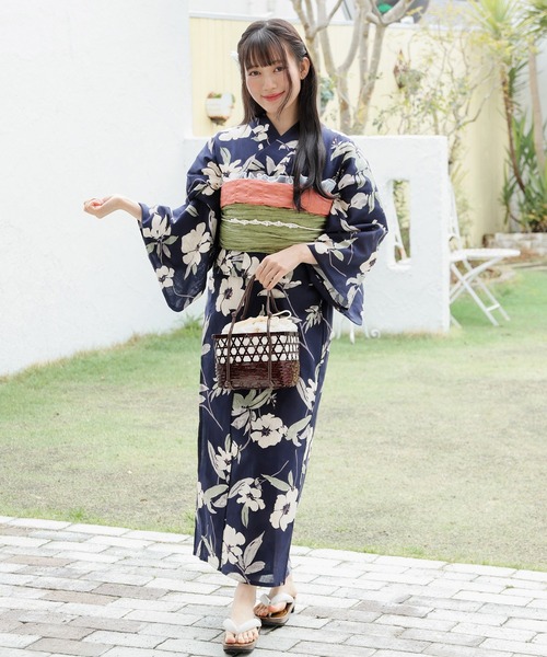 Honeys(ハニーズ)の「セパレート浴衣(スカートタイプ)(浴衣・レディース・ホワイト×イエロー/ブラック系1/ネイビー系1/ライトグリーン系1/ブラック×レッド/ホワイト×グレー/ホワイト×ピンク・F)」の7枚目の写真