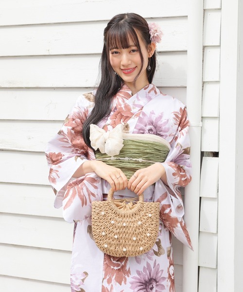 Honeys(ハニーズ)の「セパレート浴衣(スカートタイプ)(浴衣・レディース・ホワイト×イエロー/ブラック系1/ネイビー系1/ライトグリーン系1/ブラック×レッド/ホワイト×グレー/ホワイト×ピンク・F)」の3枚目の写真