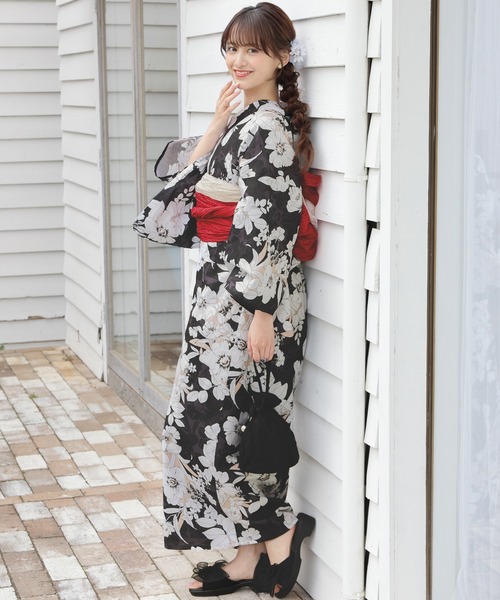 Honeys(ハニーズ)の「セパレート浴衣(スカートタイプ)(浴衣・レディース・ホワイト×イエロー/ブラック系1/ネイビー系1/ライトグリーン系1/ブラック×レッド/ホワイト×グレー/ホワイト×ピンク・F)」の8枚目の写真