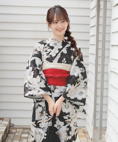 Honeys(ハニーズ)の「セパレート浴衣(スカートタイプ)(浴衣・レディース・ホワイト×イエロー/ブラック系1/ネイビー系1/ライトグリーン系1/ブラック×レッド/ホワイト×グレー/ホワイト×ピンク・F)」の9枚目の写真