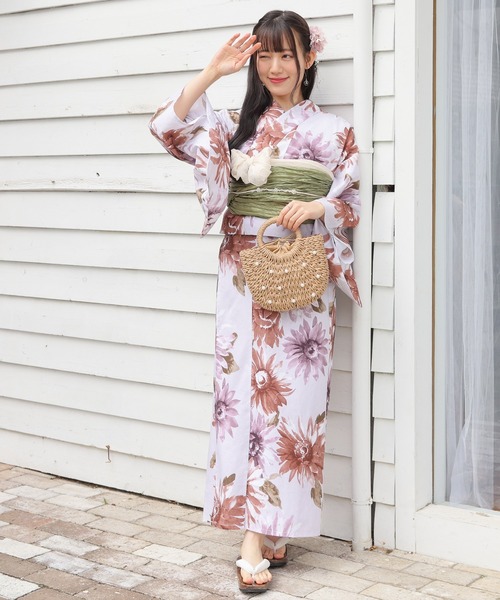 Honeys(ハニーズ)の「セパレート浴衣(スカートタイプ)(浴衣・レディース・ホワイト×イエロー/ブラック系1/ネイビー系1/ライトグリーン系1/ブラック×レッド/ホワイト×グレー/ホワイト×ピンク・F)」の12枚目の写真