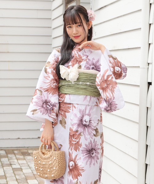 Honeys(ハニーズ)の「セパレート浴衣(スカートタイプ)(浴衣・レディース・ホワイト×イエロー/ブラック系1/ネイビー系1/ライトグリーン系1/ブラック×レッド/ホワイト×グレー/ホワイト×ピンク・F)」の14枚目の写真