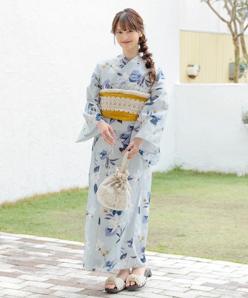 Honeys(ハニーズ)の「セパレート浴衣(スカートタイプ)(浴衣・レディース・ホワイト×イエロー/ブラック系1/ネイビー系1/ライトグリーン系1/ブラック×レッド/ホワイト×グレー/ホワイト×ピンク・F)」の18枚目の写真