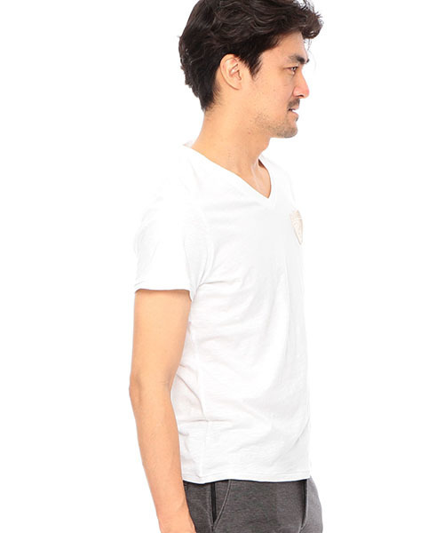 waimea(ワイメア)の「Waimea CLASSIC / ワッペン スラブVネックTシャツ(Tシャツ/カットソー・メンズ・ホワイト/ネイビー/ピンク・MEDIUM/LARGE/SMALL)」の5枚目の写真