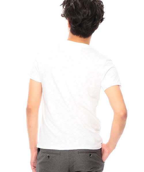 waimea(ワイメア)の「Waimea CLASSIC / ワッペン スラブVネックTシャツ(Tシャツ/カットソー・メンズ・ホワイト/ネイビー/ピンク・MEDIUM/LARGE/SMALL)」の6枚目の写真