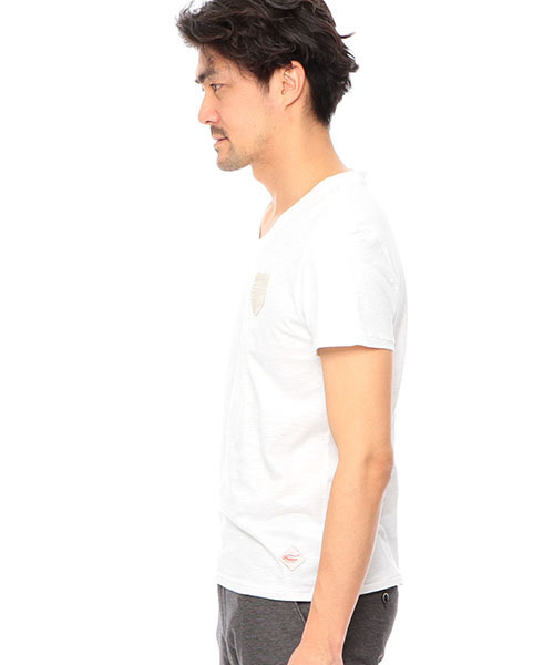 waimea(ワイメア)の「Waimea CLASSIC / ワッペン スラブVネックTシャツ(Tシャツ/カットソー・メンズ・ホワイト/ネイビー/ピンク・MEDIUM/LARGE/SMALL)」の7枚目の写真