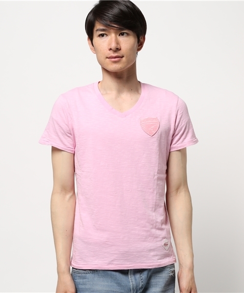 waimea(ワイメア)の「Waimea CLASSIC / ワッペン スラブVネックTシャツ(Tシャツ/カットソー・メンズ・ホワイト/ネイビー/ピンク・MEDIUM/LARGE/SMALL)」の3枚目の写真