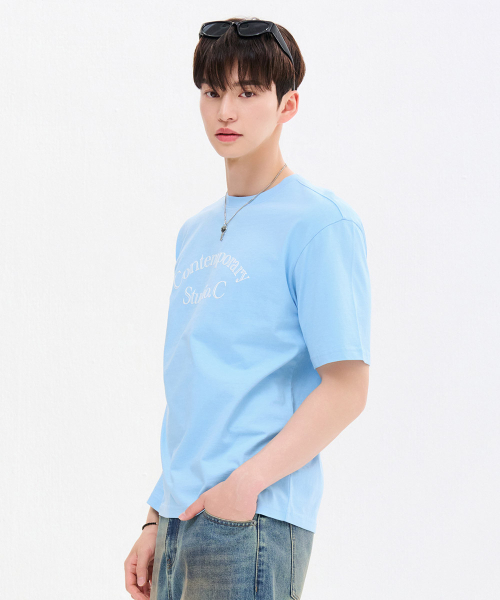 CHASECULT(チェイスカルト)の「共用レタリング半袖Tシャツ-FBZU5802C0D(Tシャツ/カットソー・メンズ・スカイブルー・90/95/100/105/110)」の2枚目の写真
