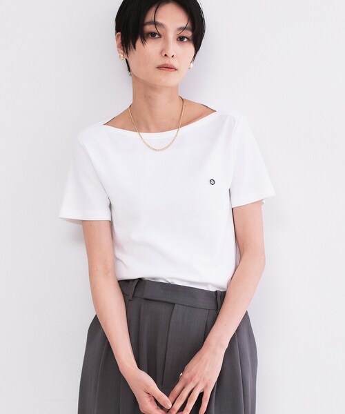 OPAQUE.CLIP（オペークドットクリップ）の「【PETIT BATERU／プチバトー】ボートネック半袖Tシャツ（Tシャツ/カットソー・レディース・ネイビー/ホワイト・02/01）」の3枚目の写真