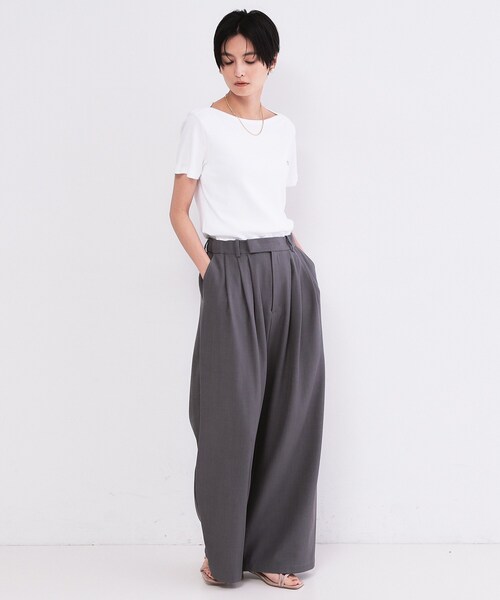 OPAQUE.CLIP（オペークドットクリップ）の「【PETIT BATERU／プチバトー】ボートネック半袖Tシャツ（Tシャツ/カットソー・レディース・ネイビー/ホワイト・02/01）」の4枚目の写真