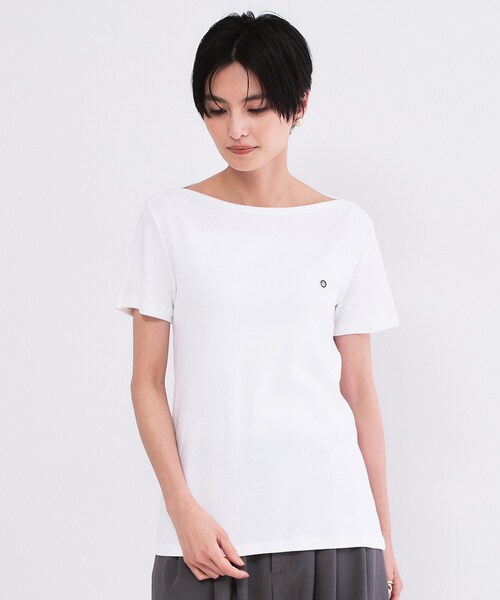 OPAQUE.CLIP（オペークドットクリップ）の「【PETIT BATERU／プチバトー】ボートネック半袖Tシャツ（Tシャツ/カットソー・レディース・ネイビー/ホワイト・02/01）」の11枚目の写真