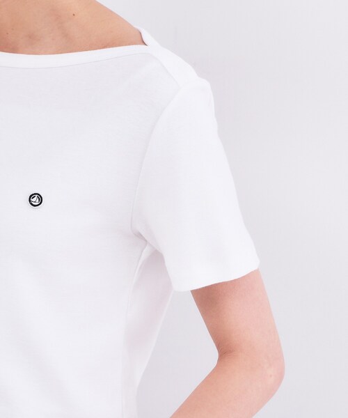 OPAQUE.CLIP（オペークドットクリップ）の「【PETIT BATERU／プチバトー】ボートネック半袖Tシャツ（Tシャツ/カットソー・レディース・ネイビー/ホワイト・02/01）」の15枚目の写真