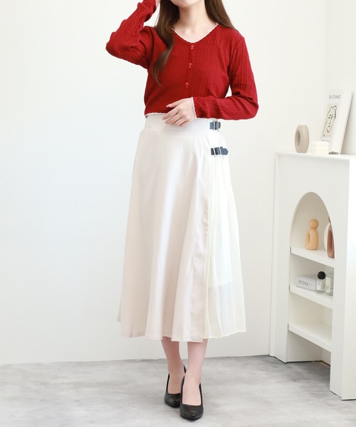 Nohea(ノヘア)の「nohea車ひだプリーツ切替 無地/チェック ラップ風スカート(スカート・レディース・ブラック/グレー/ネイビー系/オフホワイト/キナリ/ネイビー/ブラック系・M/L)」の21枚目の写真