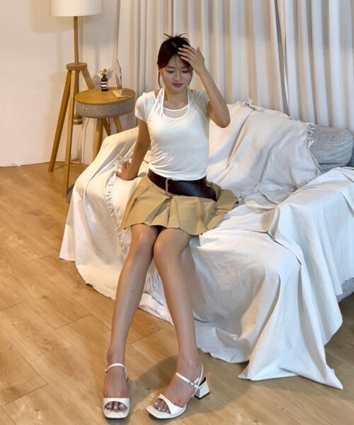 MUSINSA STANDARD WOMAN（ムシンサスタンダードウーマン）の「ウィメンズウールテンセルホルターレイヤードTシャツ[アイボリー]（Tシャツ/カットソー・レディース・その他・SMALL/MEDIUM/LARGE/X-SMALL）」の9枚目の写真
