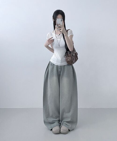 MUSINSA STANDARD WOMAN（ムシンサスタンダードウーマン）の「ウィメンズウールテンセルホルターレイヤードTシャツ[アイボリー]（Tシャツ/カットソー・レディース・その他・SMALL/MEDIUM/LARGE/X-SMALL）」の15枚目の写真