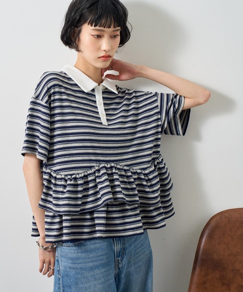 NOGLE(ノグル)の「【NOGLE/ノグル】フリル半袖ポロシャツ(ポロシャツ・レディース・グレー系/ネイビー系/チャコールグレー/ブラック・FREE)」の18枚目の写真