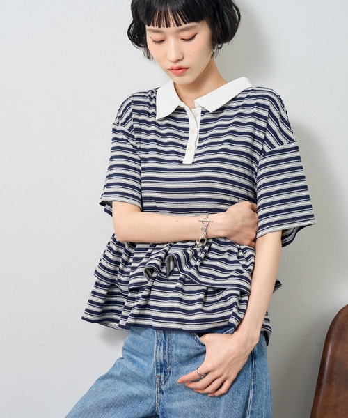 NOGLE(ノグル)の「【NOGLE/ノグル】フリル半袖ポロシャツ(ポロシャツ・レディース・グレー系/ネイビー系/チャコールグレー/ブラック・FREE)」の21枚目の写真