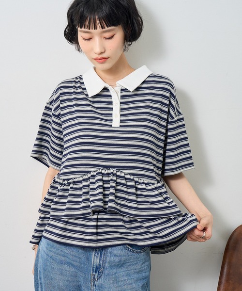 NOGLE(ノグル)の「【NOGLE/ノグル】フリル半袖ポロシャツ(ポロシャツ・レディース・グレー系/ネイビー系/チャコールグレー/ブラック・FREE)」の19枚目の写真
