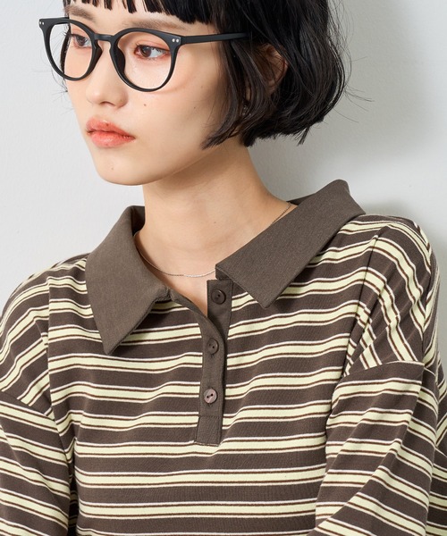 NOGLE(ノグル)の「【NOGLE/ノグル】フリル半袖ポロシャツ(ポロシャツ・レディース・グレー系/ネイビー系/チャコールグレー/ブラック・FREE)」の9枚目の写真