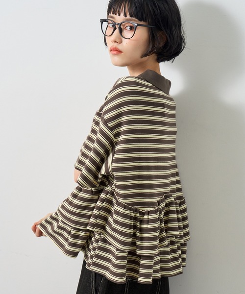 NOGLE(ノグル)の「【NOGLE/ノグル】フリル半袖ポロシャツ(ポロシャツ・レディース・グレー系/ネイビー系/チャコールグレー/ブラック・FREE)」の10枚目の写真