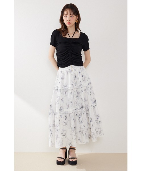 rienda(リエンダ)の「フロントギャザーカットトップス 夏服(Tシャツ/カットソー・レディース・ブラック/ホワイト/ピンク・FREE)」の10枚目の写真