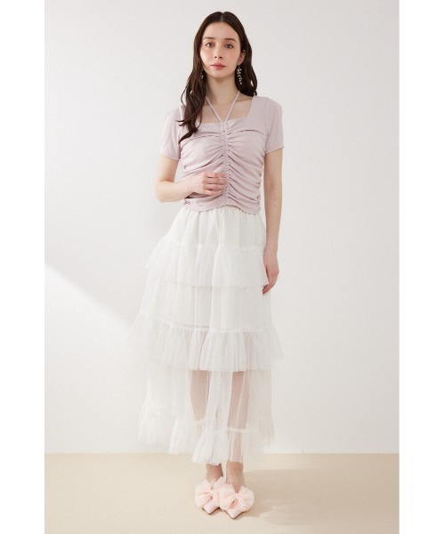 rienda(リエンダ)の「フロントギャザーカットトップス 夏服(Tシャツ/カットソー・レディース・ブラック/ホワイト/ピンク・FREE)」の14枚目の写真