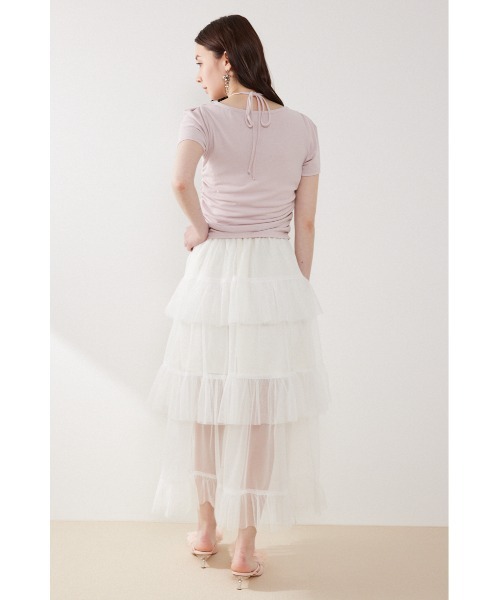 rienda(リエンダ)の「フロントギャザーカットトップス 夏服(Tシャツ/カットソー・レディース・ブラック/ホワイト/ピンク・FREE)」の16枚目の写真