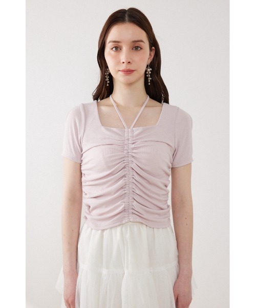 rienda(リエンダ)の「フロントギャザーカットトップス 夏服(Tシャツ/カットソー・レディース・ブラック/ホワイト/ピンク・FREE)」の19枚目の写真