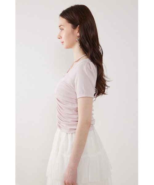rienda(リエンダ)の「フロントギャザーカットトップス 夏服(Tシャツ/カットソー・レディース・ブラック/ホワイト/ピンク・FREE)」の20枚目の写真